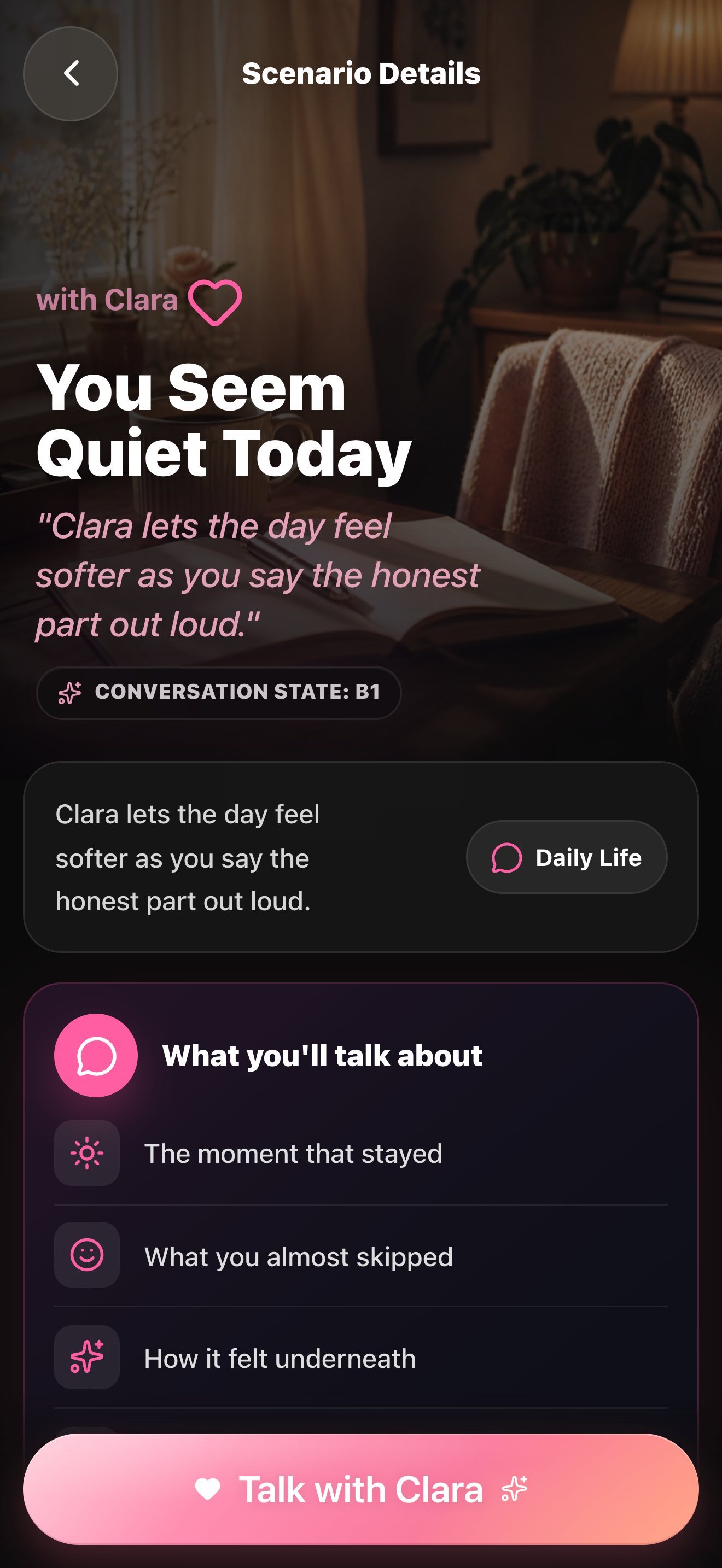Sweetalk Scenario Detail screen in the iOS app